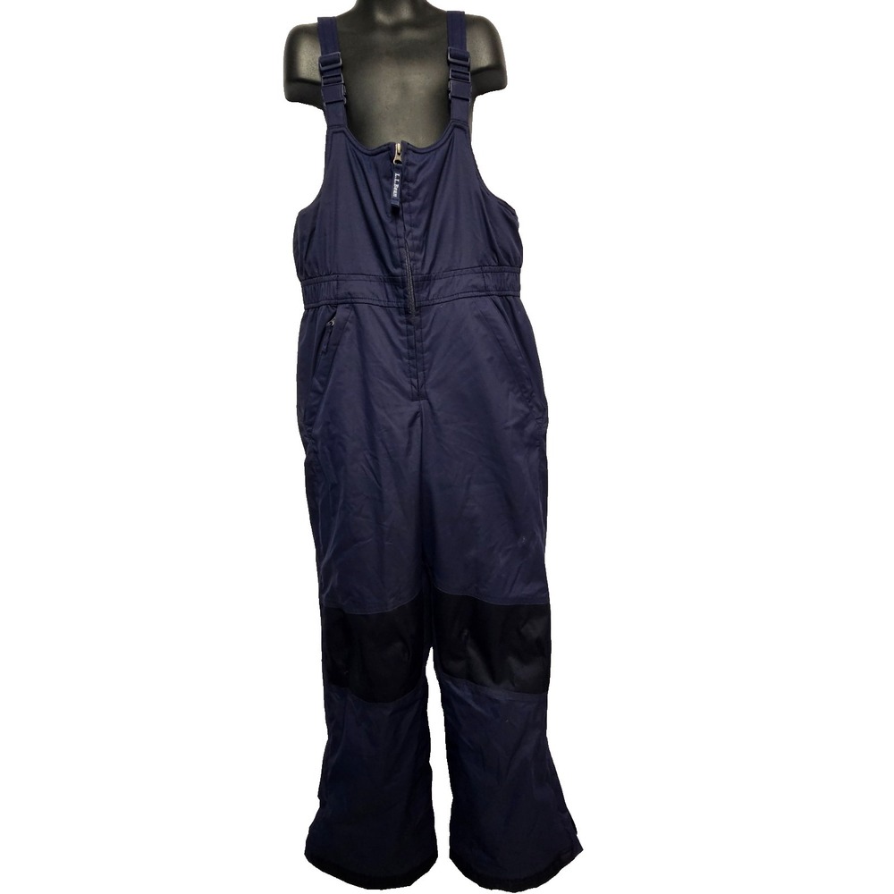 LL Bean Cold Buster Snow Bibs Youth Navy Overall Snow Pants Winter Thinsulate 12 - Picture 2 of 11